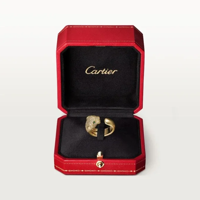 Panthere De Cartier-ring – Gult guld, diamanter, smaragder, onyx – Cartier Panthere De Cartier-ring – Gult guld, diamanter, smaragder, onyx – Cartier