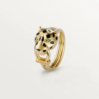 Panthere De Cartier-ring – Gult guld, lak, diamanter, tsavorit-granat – Cartier Panthere De Cartier-ring – Gult guld, lak, diamanter, tsavorit-granat – Cartier