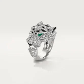 Panthere De Cartier-ring – hvidguld, diamanter, smaragder, onyx – Cartier Panthere De Cartier-ring – hvidguld, diamanter, smaragder, onyx – Cartier