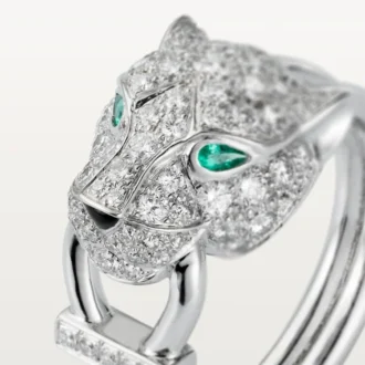 Panthere De Cartier-ring – hvidguld, diamanter, smaragder, onyx – Cartier Panthere De Cartier-ring – hvidguld, diamanter, smaragder, onyx – Cartier