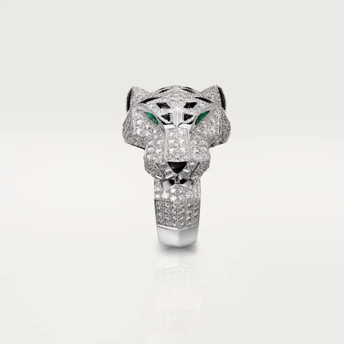 Panthere De Cartier-ring – hvidguld, diamanter, smaragder, onyx – Cartier Panthere De Cartier-ring – hvidguld, diamanter, smaragder, onyx – Cartier