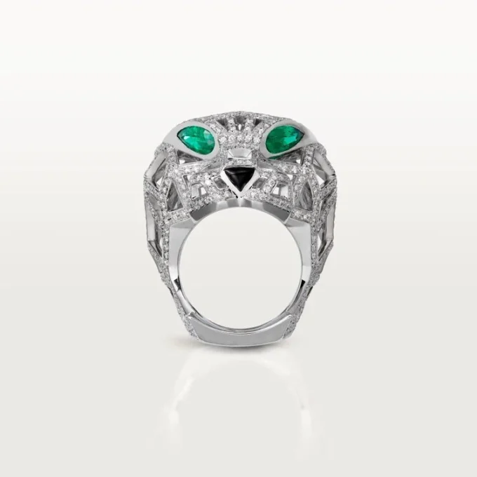 Panthere De Cartier-ring – hvidguld, smaragder, onyx, diamanter – Cartier Panthere De Cartier-ring – hvidguld, smaragder, onyx, diamanter – Cartier