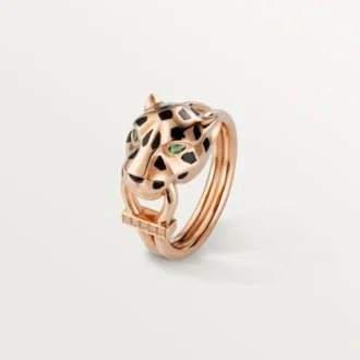 Panthere De Cartier-ring – rosa guld, tsavorit-granater, onyx, sort lak, diamanter – Cartier Panthere De Cartier-ring – rosa guld, tsavorit-granater, onyx, sort lak, diamanter – Cartier