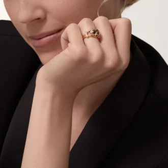 Panthere De Cartier-ring – rosa guld, tsavorit-granater, onyx, sort lak, diamanter – Cartier Panthere De Cartier-ring – rosa guld, tsavorit-granater, onyx, sort lak, diamanter – Cartier