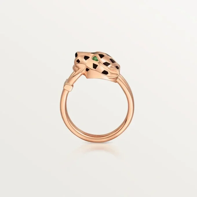 Panthere De Cartier-ring – rosa guld, tsavorit-granater, onyx, sort lak, diamanter – Cartier Panthere De Cartier-ring – rosa guld, tsavorit-granater, onyx, sort lak, diamanter – Cartier