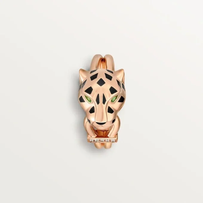 Panthere De Cartier-ring – rosa guld, tsavorit-granater, onyx, sort lak, diamanter – Cartier Panthere De Cartier-ring – rosa guld, tsavorit-granater, onyx, sort lak, diamanter – Cartier