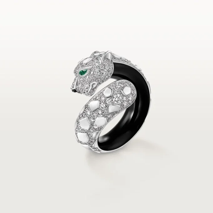 Panthere De Cartier-ring, sort lak, pavé Panthere De Cartier-ring, sort lak, pavé