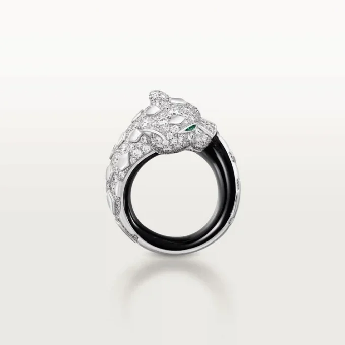 Panthere De Cartier-ring, sort lak, pavé Panthere De Cartier-ring, sort lak, pavé