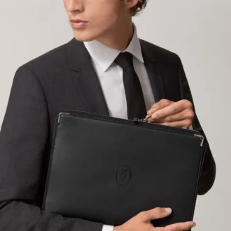 Portfolio, Must De Cartier – sort kalveskind, palladiumfinish – Cartier