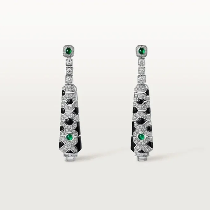 [Sur]Naturel øreringe – hvidguld, smaragder, onyx, diamanter – Cartier