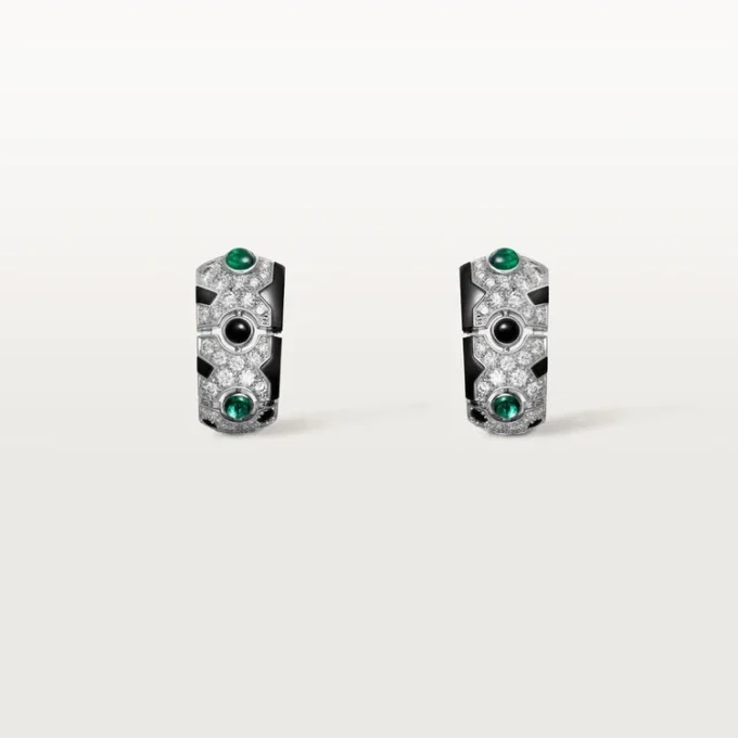 [Sur]Naturel øreringe – hvidguld, smaragder, onyx, diamanter – Cartier