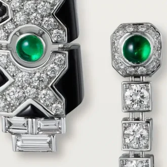 [Sur]Naturel øreringe – hvidguld, smaragder, onyx, diamanter – Cartier