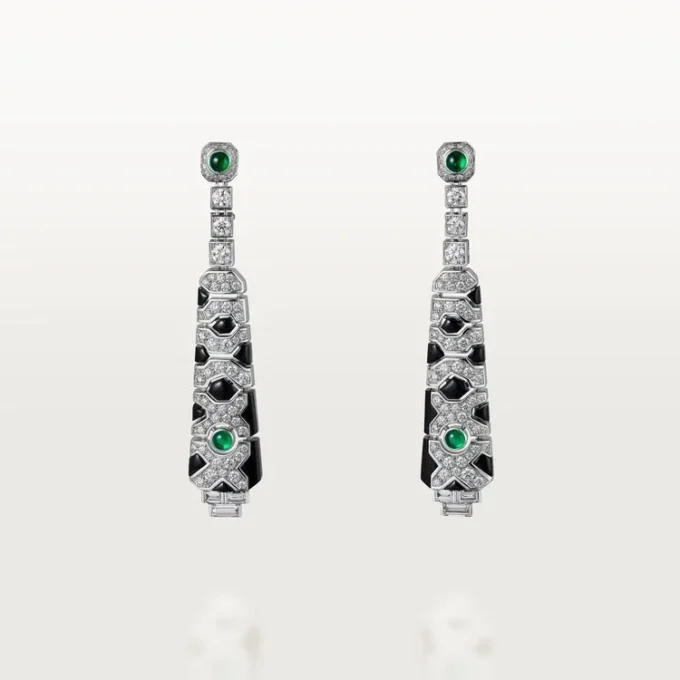 [Sur]Naturel øreringe – hvidguld, smaragder, onyx, diamanter – Cartier