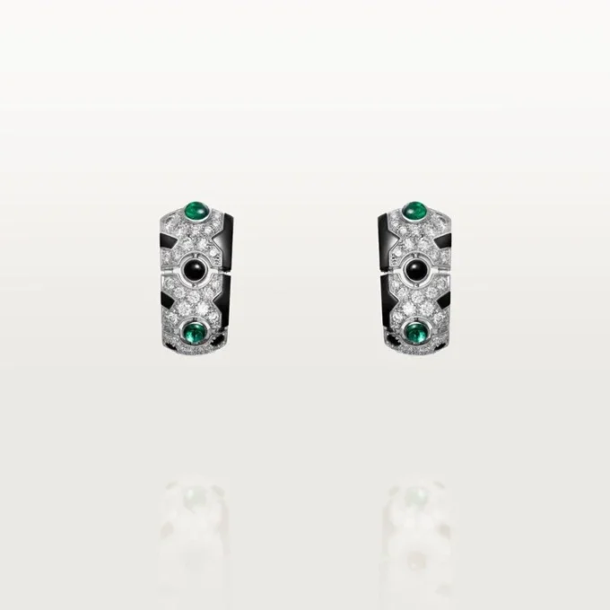 [Sur]Naturel øreringe – hvidguld, smaragder, onyx, diamanter – Cartier