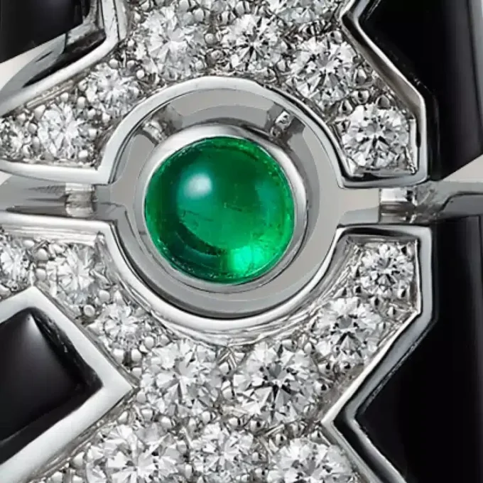 [Sur]Naturel øreringe – hvidguld, smaragder, onyx, diamanter – Cartier