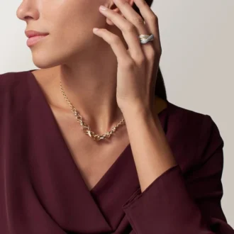 Trinity-ring, pudeformet, stor model, pavé