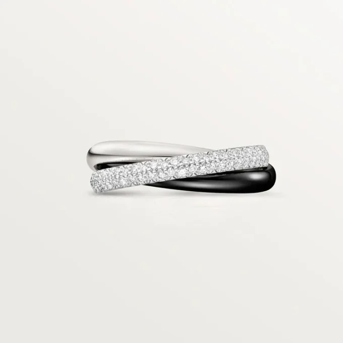 Trinity-ring, keramik, lille model, halvpavé Trinity-ring, keramik, lille model, halvpavé