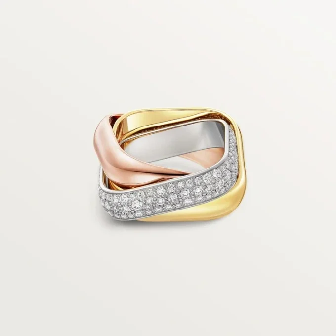 Trinity-ring, pudeformet, stor model, halvpavé Trinity-ring, pudeformet, stor model, halvpavé