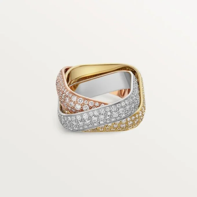 Trinity-ring, pudeformet, stor model, pavé Trinity-ring, pudeformet, stor model, pavé