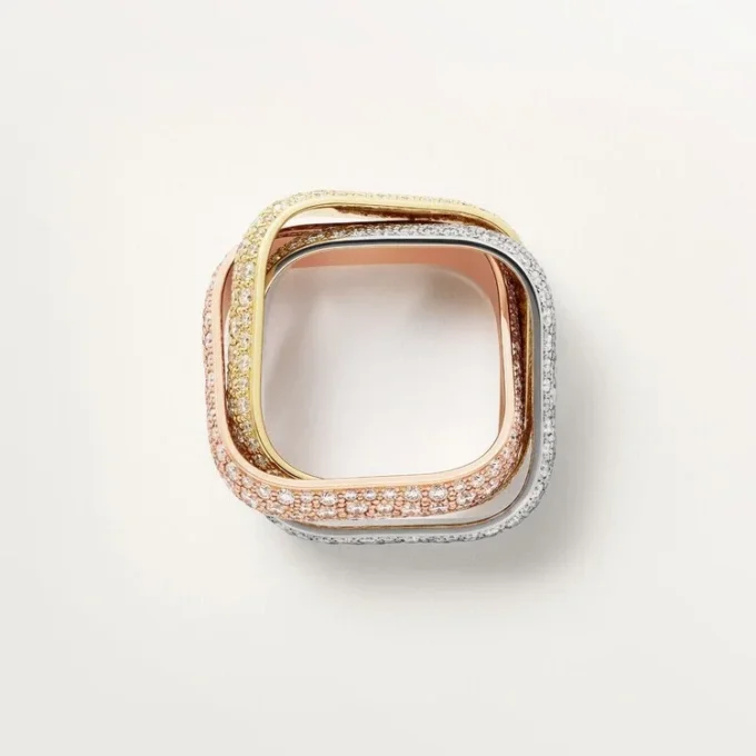 Trinity-ring, pudeformet, stor model, pavé Trinity-ring, pudeformet, stor model, pavé