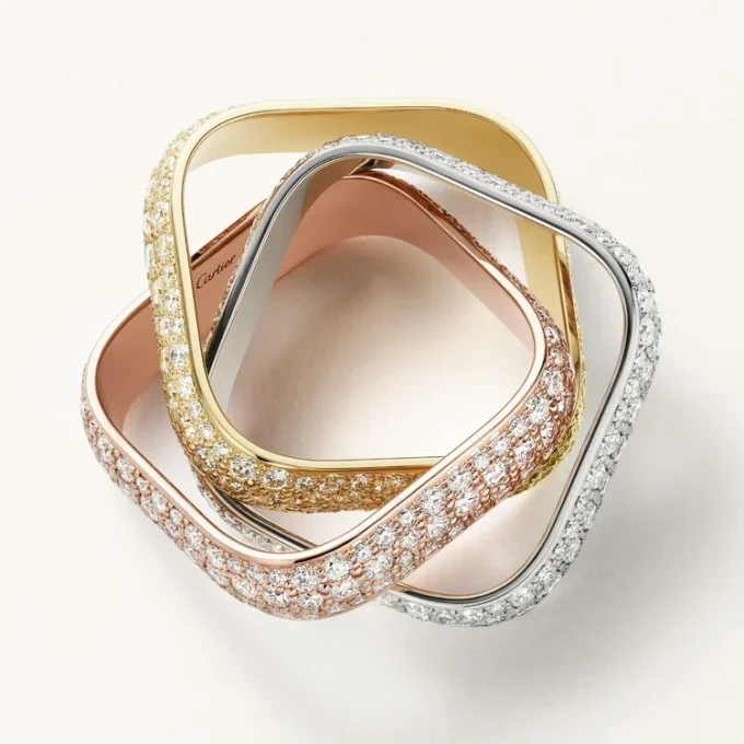 Trinity-ring, pudeformet, stor model, pavé Trinity-ring, pudeformet, stor model, pavé