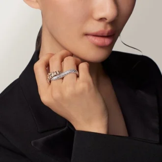 Trinity-ring til to fingre, lakeret, pavé