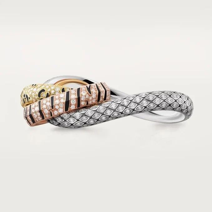Trinity-ring til to fingre, lakeret, pavé Trinity-ring til to fingre, lakeret, pavé